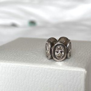 PANDORA SILVER OVAL CZ CHARM